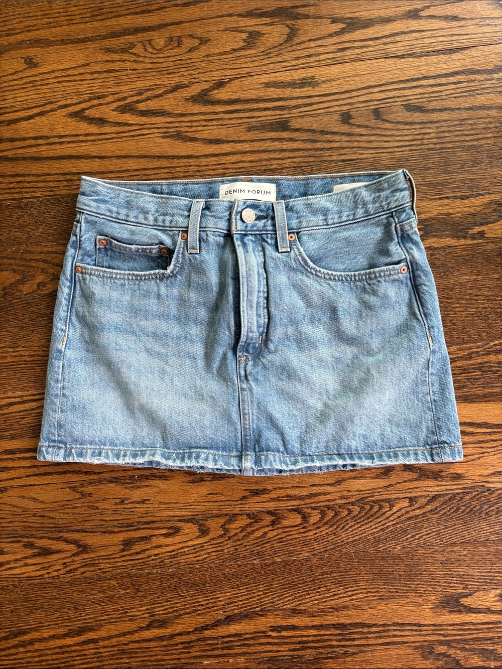 Denim Forum Washed Blue Denim Mini Skirt